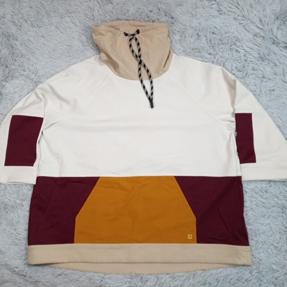 Sweaty Betty London Mens Sweatshirt Biege M Colorblock Pockets Jacket Shacket‎
